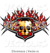 Vector of a Buring Skull over Metallic Badge by Chromaco