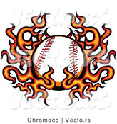 Vector of a Burning Baseball Within Fire and Flames by Chromaco