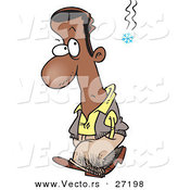 Vector of a Burnt Cartoon Black Man Watching a Snowflake Fall by Toonaday