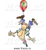 Vector of a Business Man Being Carried Away by a Red Inflation Balloon by Toonaday
