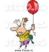 Vector of a Business Man Getting Carried with a Red Balloon by Toonaday