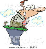 Vector of a Business Man Smiling on a High Cliff - Conceptual Cartoon Style by Toonaday