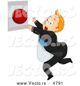 Vector of a Businessman Running to Push a Red Panic Button - Cartoon Style by BNP Design Studio