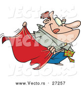 Vector of a Businessman Waving Red Cape - Cartoon Style by Toonaday