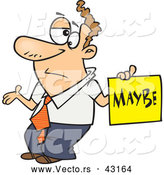 Vector of a Careless Cartoon Man Shrugging While Holding a Maybe Sign by Toonaday