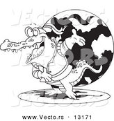 Vector of a Cartoon Actor Crocodile Bowing - Coloring Page Outline by Toonaday