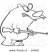 Vector of a Cartoon Armed Bear - Outlined Coloring Page by Toonaday