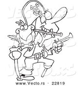 Vector of a Cartoon Armed Pirate - Coloring Page Outline by Toonaday