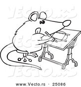 Vector of a Cartoon Artist Possum Drawing - Outlined Coloring Page by Toonaday