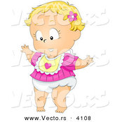 Vector of a Cartoon Baby Girl Taking Her First Steps by BNP Design Studio