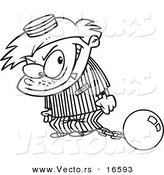 Vector of a Cartoon Bad Boy in a Prison Uniform - Outlined Coloring Page Drawing by Toonaday