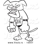 Vector of a Cartoon Bad Dog Standing Upright - Outlined Coloring Page Drawing by Toonaday