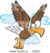 Vector of a Cartoon Bald Eagle Flying with Clouds by Toonaday