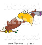 Vector of a Cartoon Bald Eagle Using a Telescope by Toonaday
