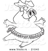 Vector of a Cartoon Ballet Pig - Coloring Page Outline by Toonaday