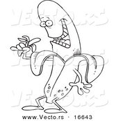 Vector of a Cartoon Banana Character Eating a Banana - Outlined Coloring Page Drawing by Toonaday