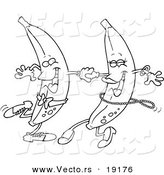 Vector of a Cartoon Banana Couple Dancing - Outlined Coloring Page by Toonaday