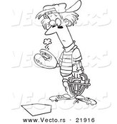 Vector of a Cartoon Baseball Catcher - Outlined Coloring Page by Toonaday