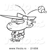 Vector of a Cartoon Baseball Hitting a Boy on the Head - Outlined Coloring Page by Toonaday