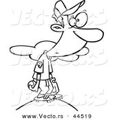 Vector of a Cartoon Baseball Player at the Pitchers Mound - Coloring Page Outline by Toonaday