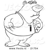 Vector of a Cartoon Basketball Bear - Outlined Coloring Page by Toonaday