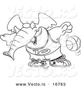 Vector of a Cartoon Basketball Elephant - Coloring Page Outline by Toonaday