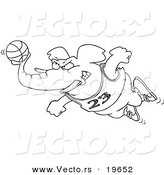 Vector of a Cartoon Basketball Elephant - Outlined Coloring Page by Toonaday
