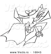 Vector of a Cartoon Batty Vampire - Coloring Page Outline by Toonaday