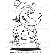 Vector of a Cartoon Bear Cowboy - Coloring Page Outline by Toonaday