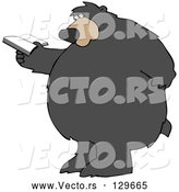 Vector of a Cartoon Bear Standing and Rubbing His Back While Reading a Book by Djart