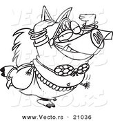 Vector of a Cartoon Belly Dancing Pig - Coloring Page Outline by Toonaday
