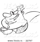 Vector of a Cartoon Big Man Jumping into a Pool - Coloring Page Outline by Toonaday