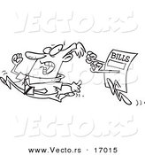 Vector of a Cartoon Bill Chasing a Man - Coloring Page Outline by Toonaday