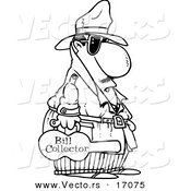 Vector of a Cartoon Bill Collector Carrying a Violin Case - Coloring Page Outline by Toonaday