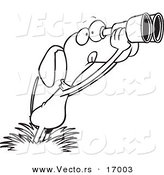 Vector of a Cartoon Bird Dog Using Binoculars - Coloring Page Outline by Toonaday