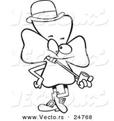 Vector of a Cartoon Black and White Outline St Patricks Day Shamrock Smoking a Pipe - Outlined Coloring Page by Toonaday