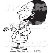 Vector of a Cartoon Black Female Doctor - Outlined Coloring Page by Toonaday