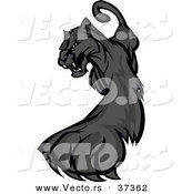 Vector of a Cartoon Black Panther Striking out with Its Paw and Claws by Chromaco