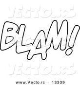 Vector of a Cartoon BLAM Word Text - Coloring Page Outline by Toonaday