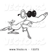 Vector of a Cartoon Blind Mouse - Coloring Page Outline by Toonaday