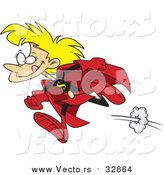 Vector of a Cartoon Blond White Super Girl Running by Toonaday