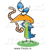 Vector of a Cartoon Blue Bird Eating a Worm by Toonaday