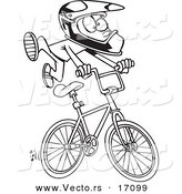 Vector of a Cartoon BMX Boy - Coloring Page Outline by Toonaday
