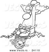 Vector of a Cartoon Bored Clown on a Unicycle - Coloring Page Outline by Toonaday