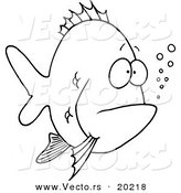 Vector of a Cartoon Bored Fish - Outlined Coloring Page by Toonaday