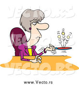 Vector of a Cartoon Bored Senior Businesswoman Playing with a Ball and Paddle by Toonaday