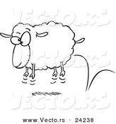 Vector of a Cartoon Bouncing Sheep - Coloring Page Outline by Toonaday