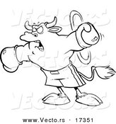 Vector of a Cartoon Boxing Bull - Coloring Page Outline by Toonaday