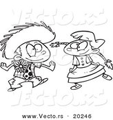 Vector of a Cartoon Boy and Girl Dancing at a Fiesta - Outlined Coloring Page by Toonaday