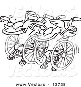 Vector of a Cartoon Boy and Girl Ready for a Wheelchair Race - Coloring Page Outline by Toonaday